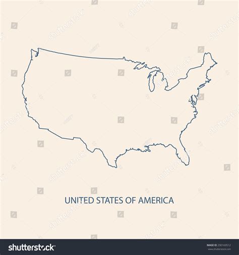 Usa Map Outline Vector 290169512 Shutterstock