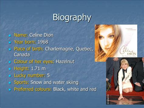 Ppt Celine Dion Powerpoint Presentation Free Download Id100575