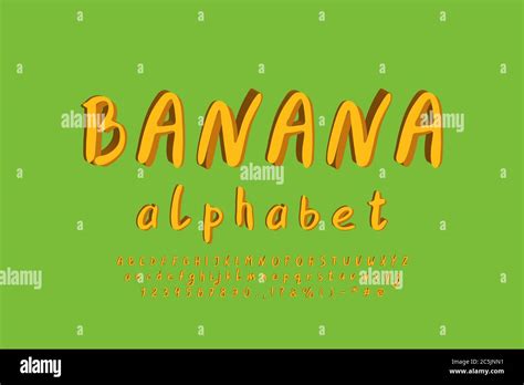 Modern Alphabet Banana Yellow Color Lettering Typeface Paint Brush