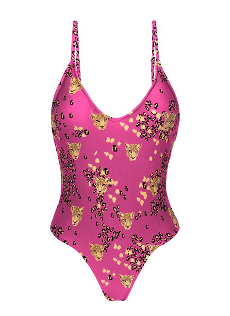 Pink Leopard Print High Leg One Piece Swimsuit Roar Pink Hype Rio