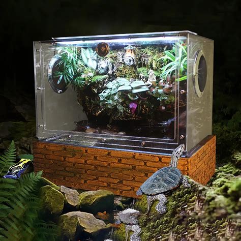 Aquatic Turtle Tank Kit Aquarium Vivarium With Waterfall Background