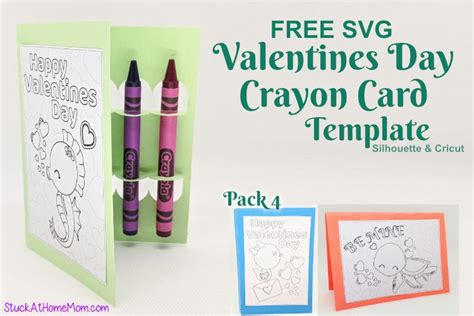 FREE SVG Valentines Day Crayon Card Template for Silhouette & Cricut