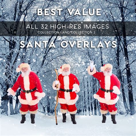 Santa Claus Overlays Collection Package Large 32 High Quality Etsy