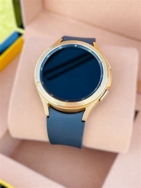 Custom 24k Gold Plated 46mm Samsung Galaxy Watch4 With Black Rubber