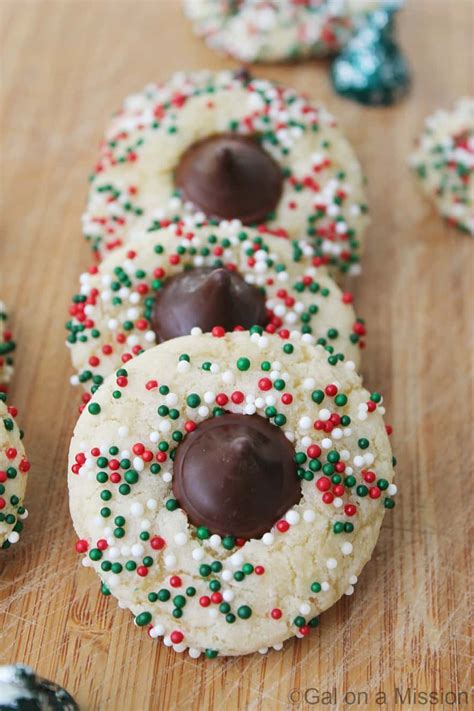 Easy slice and bake cookie recipe is transformed into festive treats with colored sugar and red and green nonpareils. Mint Holiday Kiss Cookies - Gal on a Mission