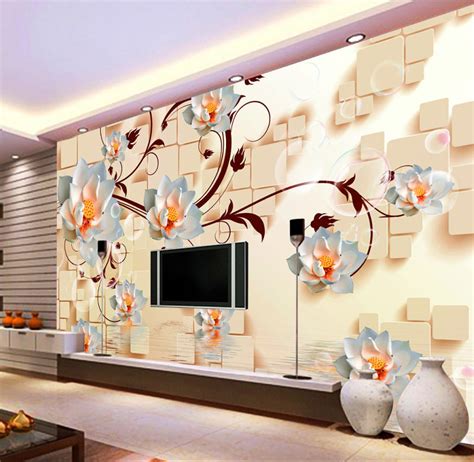 Elegant 3d Wallpaper Beautiful Lotus Wall Mural Self