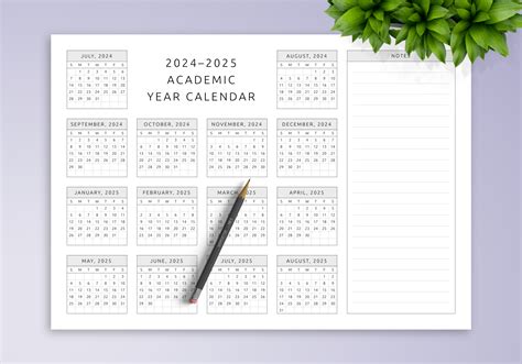 Download Printable Academic Year Calendar Template Pdf