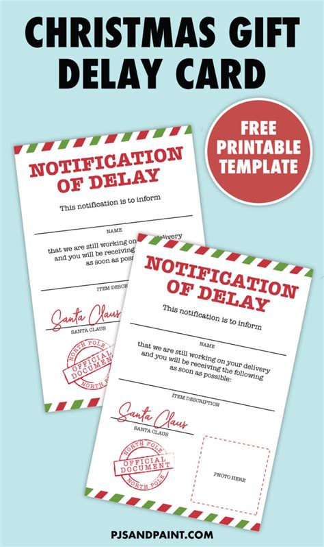 Free Printable Christmas T Delay Card Pjs And Paint