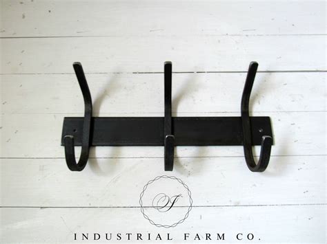 Wrought Iron Coat Rack 2 Wide Backplate With 12 Hooks Wall Mounted