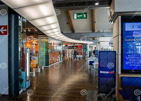 Duty Free Shops And Seating Area Inside Venice Marco Polo Airport In