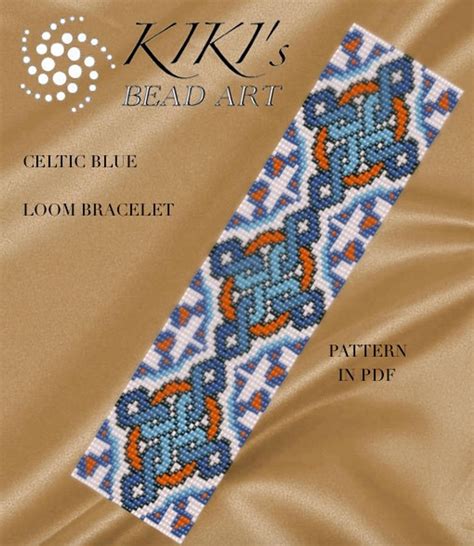 Loom Pattern Celtic Blue Flowery Edged Loom Bracelet Pattern Etsy
