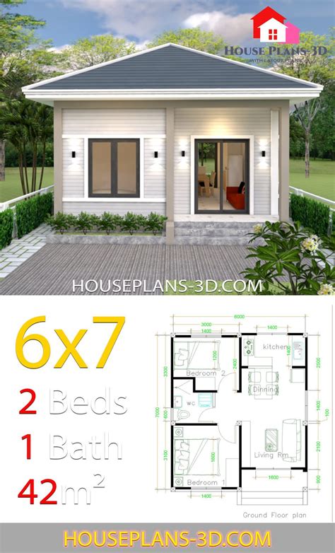 Ideal for a small family, this simple two bedroom house plan can incorporate just enough space for the essentials while giving you and your child enough room to grow. Simple House Plans 6×7 with 2 bedrooms Hip Roof - House ...