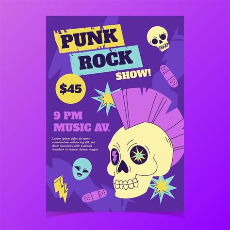 Free Vector Hand Drawn Flat Punk Rock Poster Design