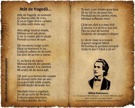 ianuarie Ziua lui Eminescu de ani de la nașterea celui mai mare poet român Luceafărul