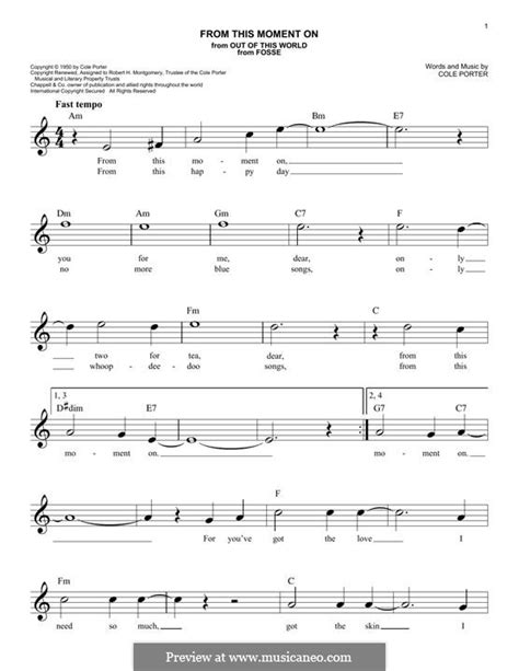 from this moment on by c porter sheet music on musicaneo
