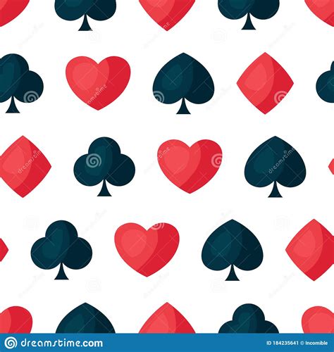 Seamless Pattern With Four Playing Cards Symbols Stock Vector