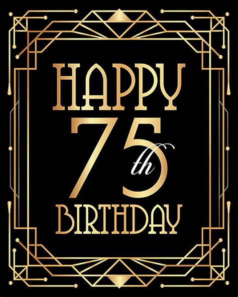 Happy 75th Birthday Sign Printable Birthday Poster Seventy Etsy