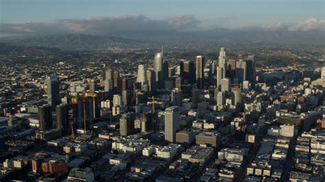 Hd Stock Footage Aerial Video Los Angeles City Hall And Skyscrapers At