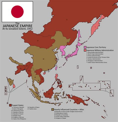 The Japanese Empire At Its Greatest Extent 1952 Rimaginarymaps