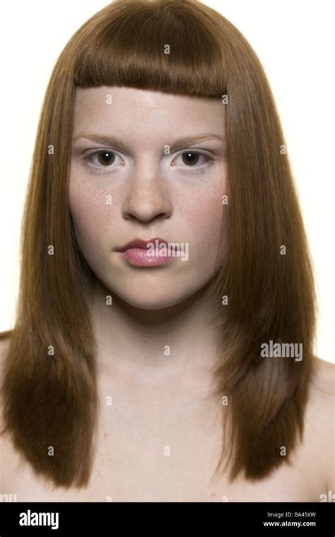 Girls Red Hairy Freckles Portrait Series People Teenagers 10 15 Years Long Haired Upper Bodies