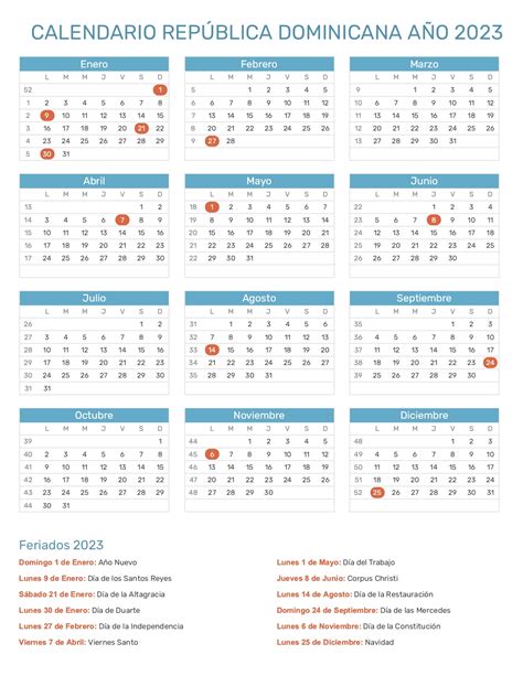 Calendario De Républica Dominicana Año 2023 Feriados