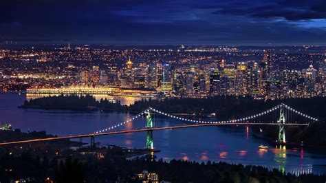 Wallpapers Hd Vancouver Downtown Night Cityscape
