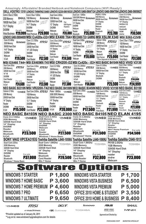 You can check various desktop computers and the latest prices, compare prices and see specs and reviews at priceprice.com. COMPUTER SALES AND SERVICES: enigma pricelist as of August ...