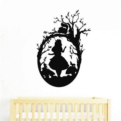 Alice In Wonderland Silhouette Wall Art Decal Decor Cheshire Cat Vinyl Sticker Ebay Alice In