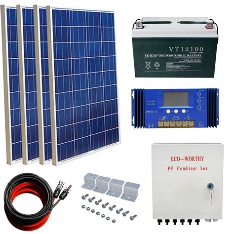 400w Off Grid Solar Kit 4pcs 100w 18v Poly Solar Power Panel And 100ah