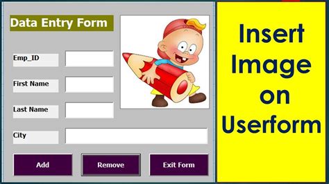Insert Picture In Userform Using Image Control Userform With Image In Excel Vba Youtube
