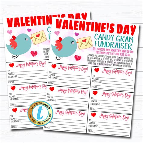 Valentines Day Candy Gram Flyer Tidylady Printables