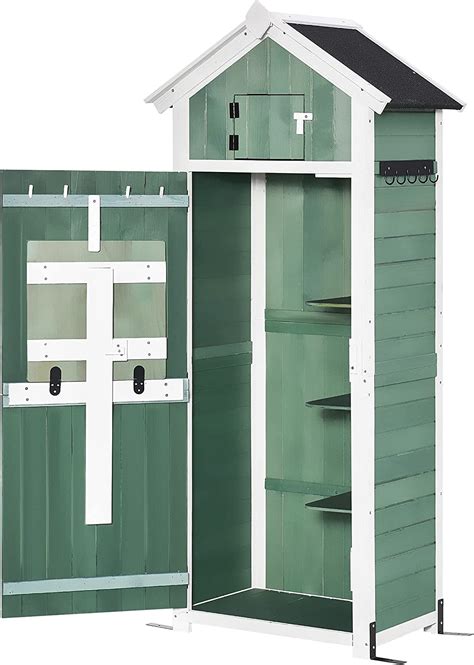Buy Outsunny Garden Wood Storage Shed With Workstation Hooks And