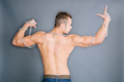 Bodybuilder In Chains Stock Photo Image Of Shirtless