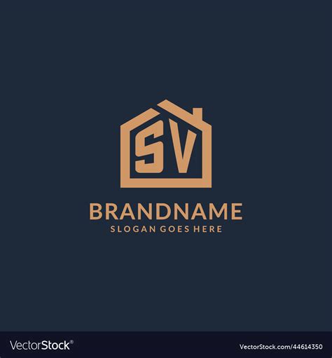 Initial Letter Sv Logo With Simple Minimalist Vector Image