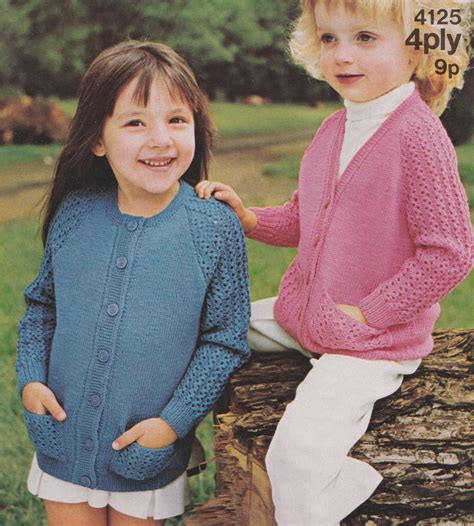 Girls Cardigan Knitting Pattern Pdf Childrens And Toddlers 22 And 24