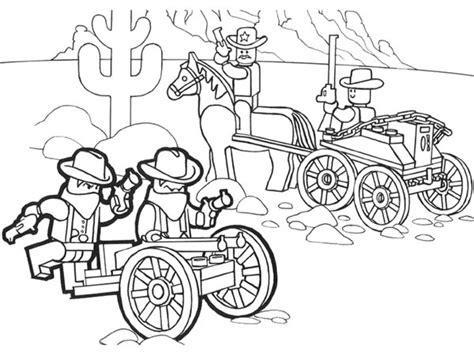 Find the harness horse coloring page, and print out the number of horses you would like to pull your covered wagon. Wild Wild West Lego Coloring Page : Coloring Sky