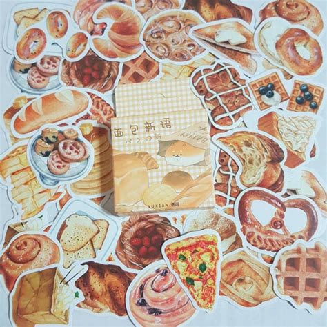 Free Shipping 50pcs Bread Sticker Food Sticker Etsy