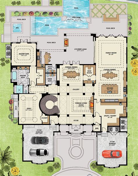 House Plan 71526 Mediterranean Style With 8129 Sq Ft 4 Bed 5 Bath