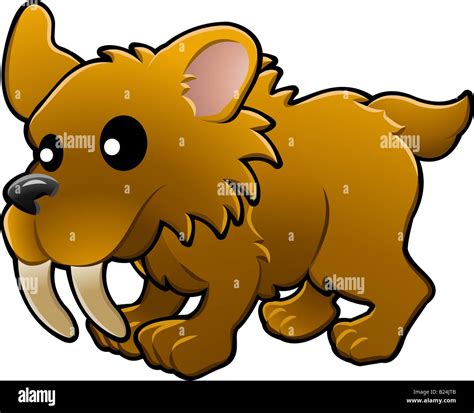 Illustration Of A Cute Friendly Sabre Tooth Tiger Stock Photo Alamy