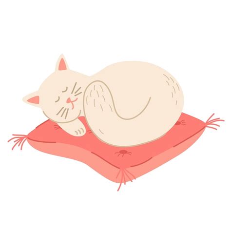 Premium Vector Cat Sleeps On The Pillow Cute Hand Draw Sleeping Cat