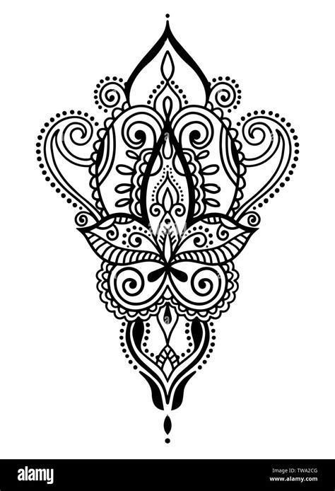 Ethnic Paisley Hand Draw Tattoo Design Henna Mehndi Doodle Design