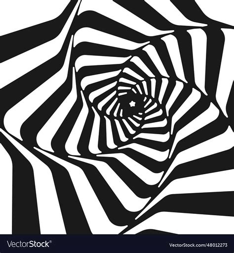 Psychedelic Optical Illusion Twisted Black White Vector Image