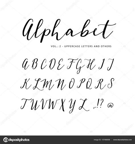 Hand Drawn Vector Alphabet Script Font Isolated Letters Written With