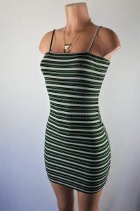 Luella Dress Olive Green Striped Ribbed Bodycon Sexy Mini Dress