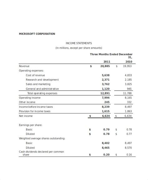 Income Statement Template 14 Free Excel Pdf Word Documents Download