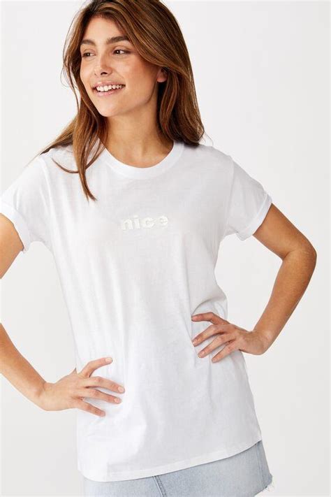 Classic Slogan Tee Nice White Cotton On T Shirts Vests And Camis