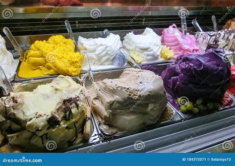 Different Flavors Of Italian Ice Cream At Italy Stock Image Image Of