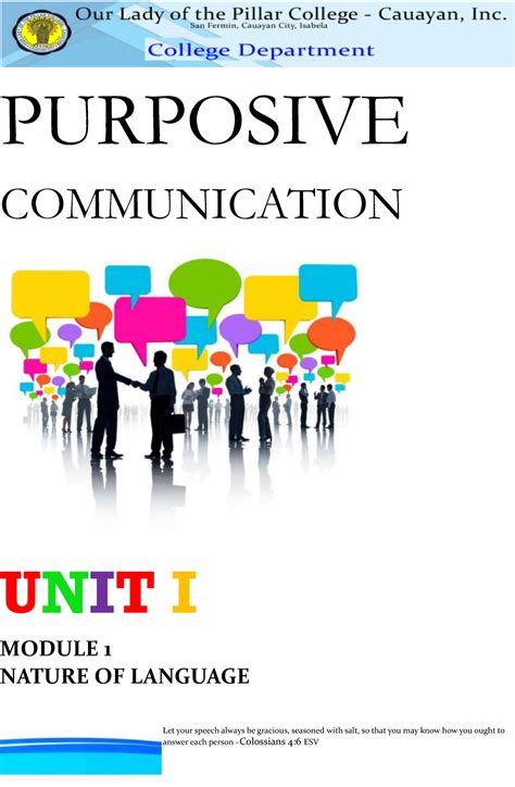 Purposive Communication Module 1 PURPOSIVE COMMUNICATION UNIT I
