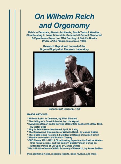 On Wilhelm Reich And Orgonomy Orgone Energy James Demeo Orgone Accumulator 9780962185533 For