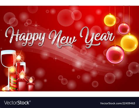 Red Happy New Year Card Template Royalty Free Vector Image